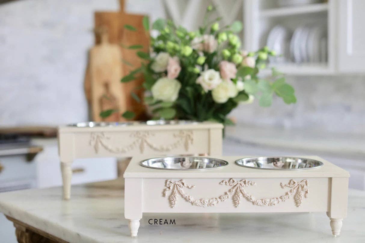 Rose Swag Elevated Pet Feeder