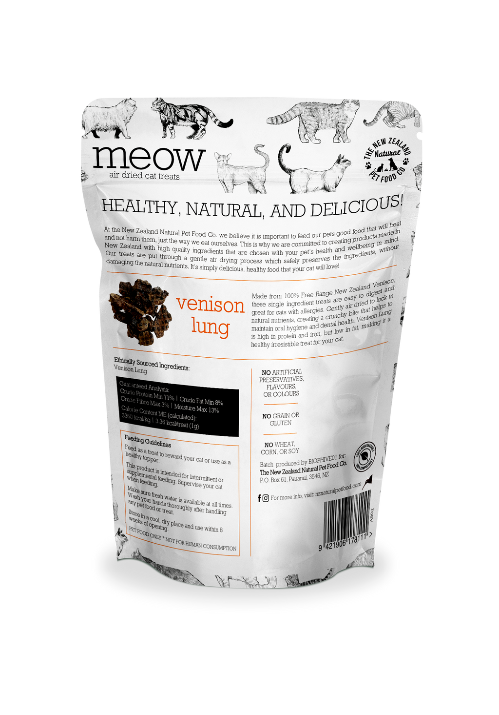 Meow NZ Venison Lung Treats 1.76oz