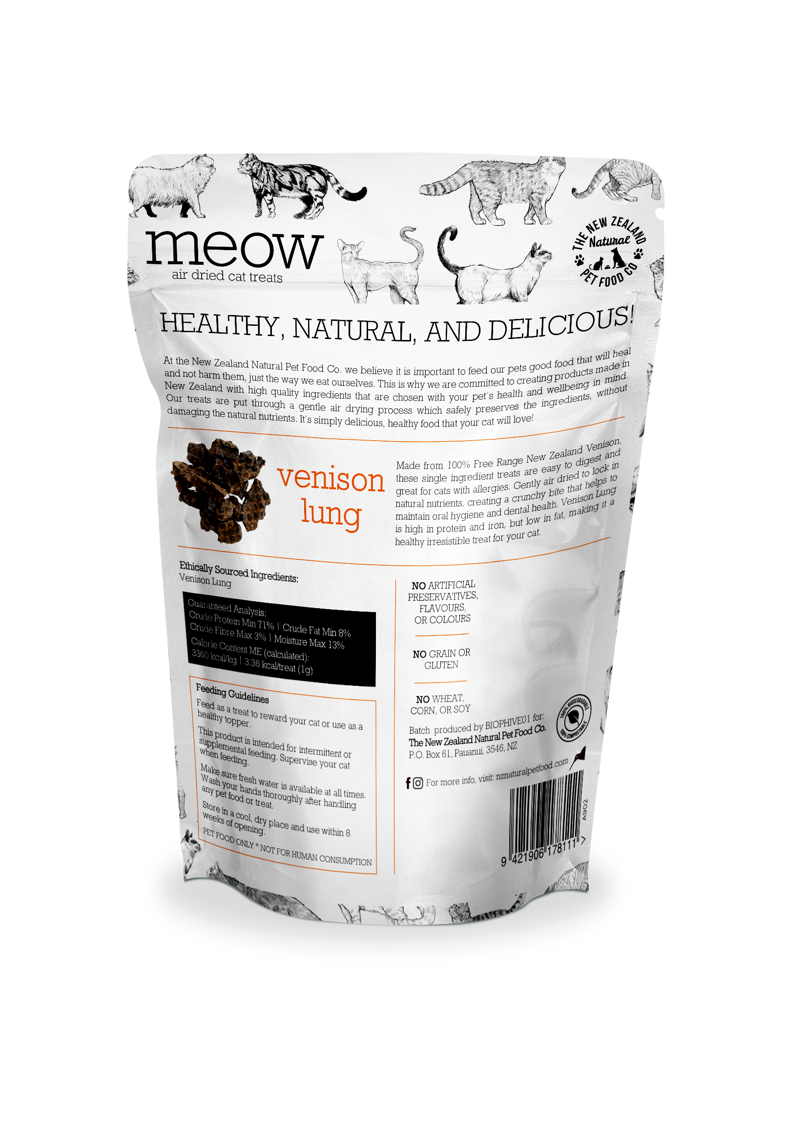 Meow NZ Venison Lung Treats 1.76oz
