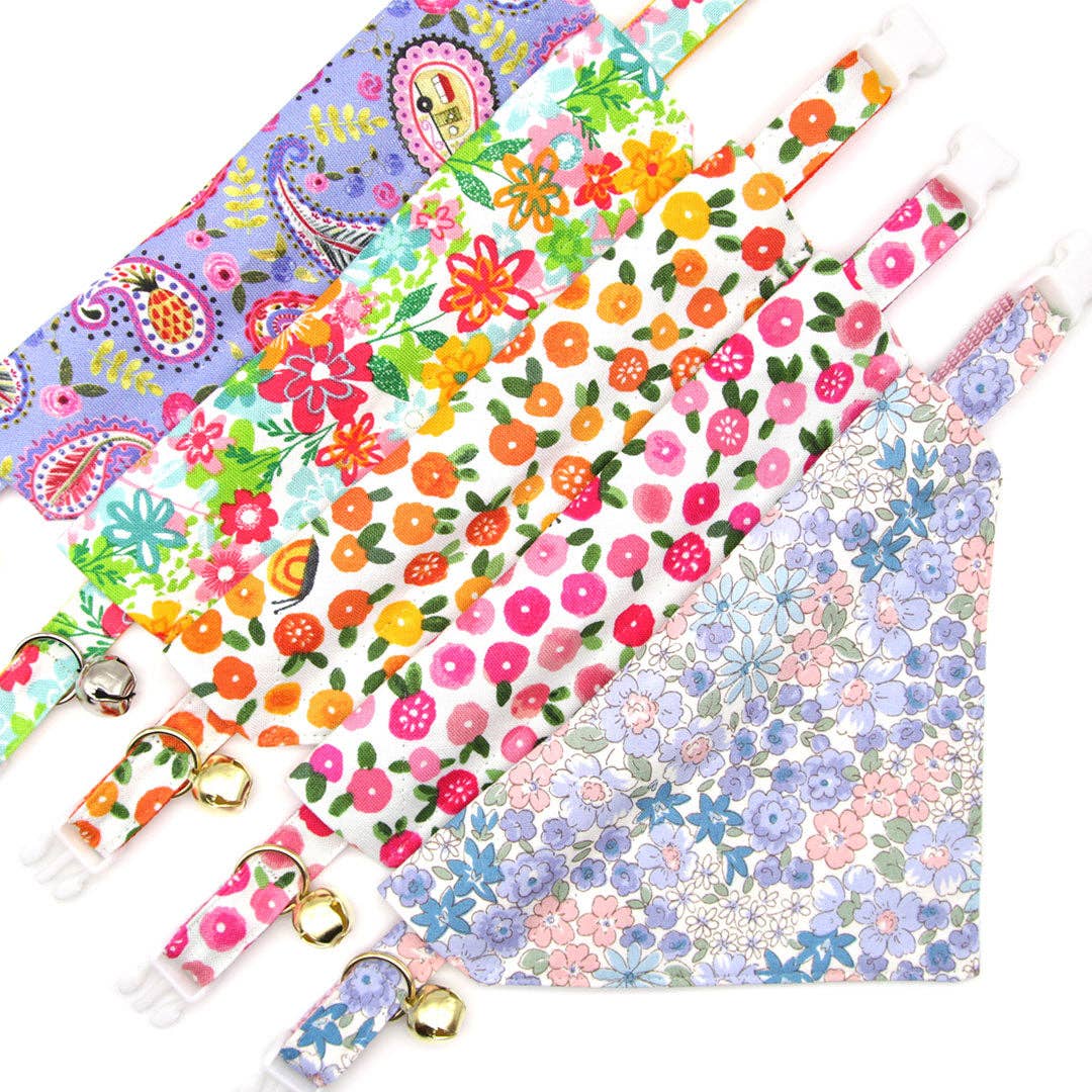 "Willow" - Light Pink, Purple & Blue Flower Cat Collar