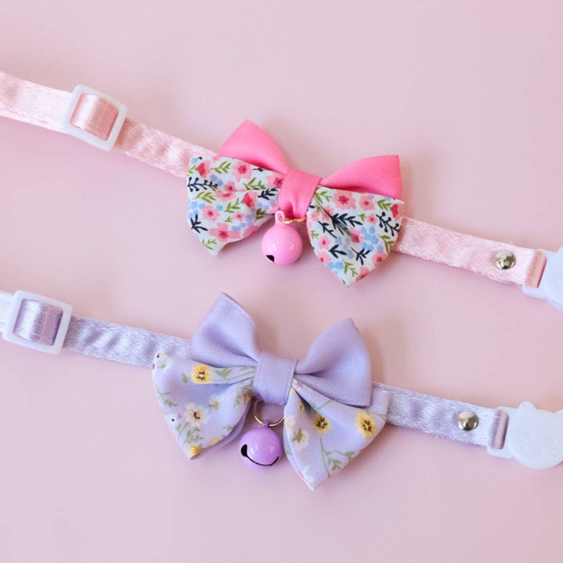 Mokka - Floral Double Bow Cat Collar – Soft, Adjustable, and Adorably Elegant