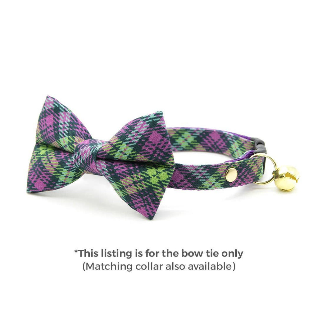 Purple Plaid Bow Tie For Cats & Small Dogs