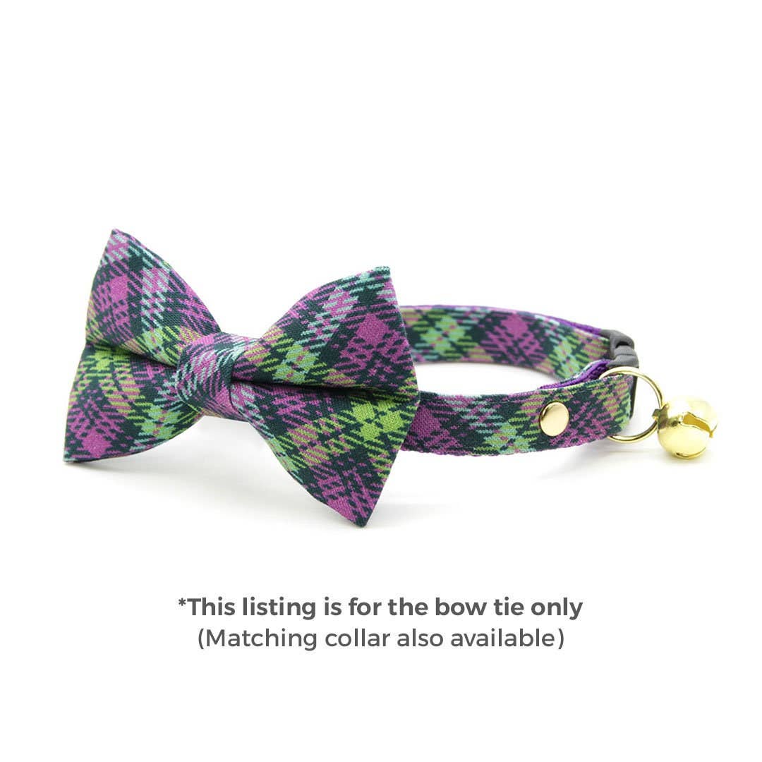 Purple Plaid Bow Tie For Cats & Small Dogs