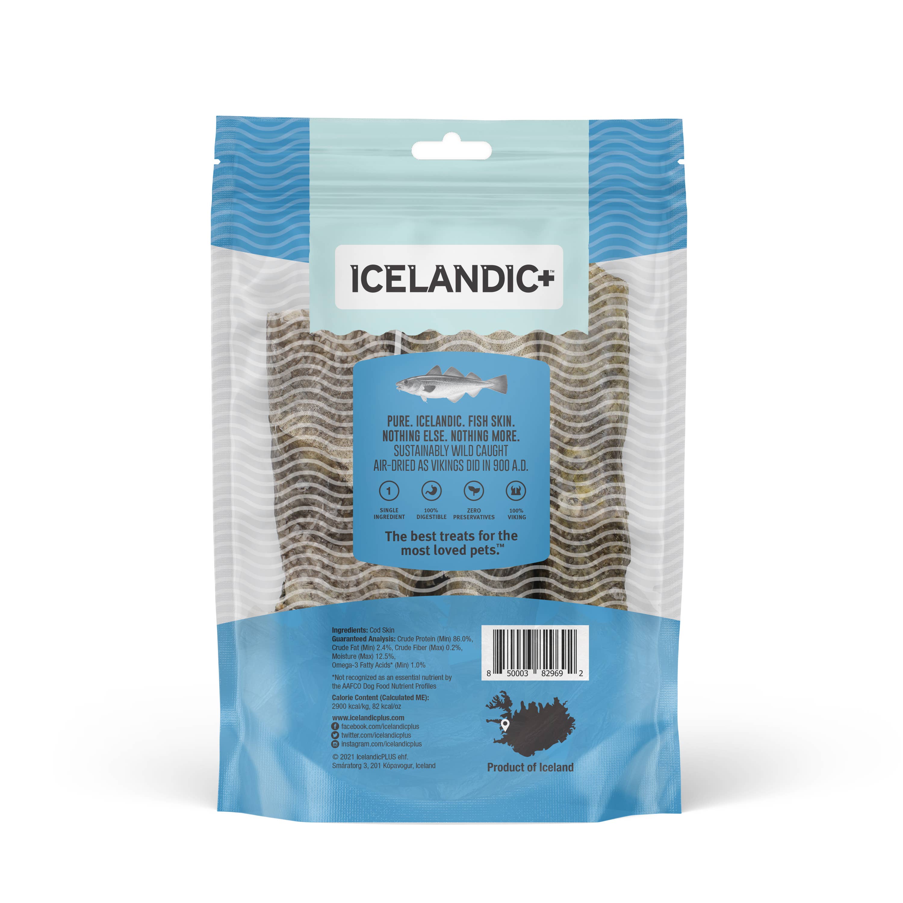 Icelandic+ Hand Wrapped Cod Skin 5" Short Chew Stick 3-Pack