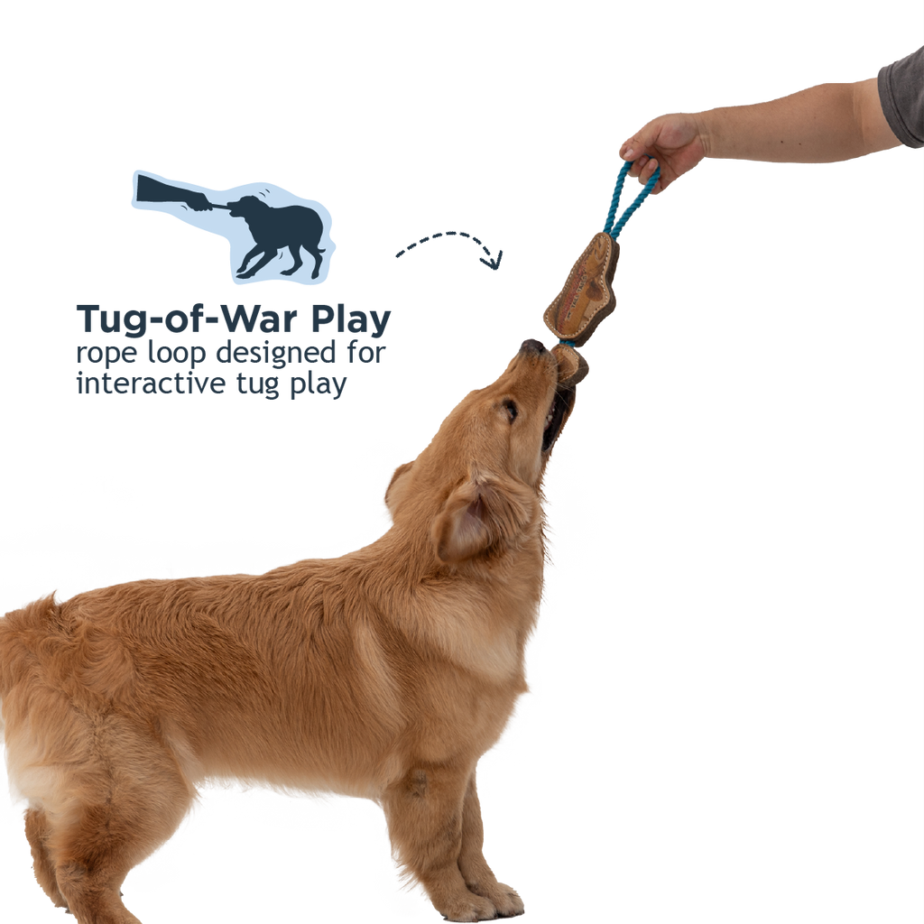 Natural Leather Jointed Trout Tug Dog Toy