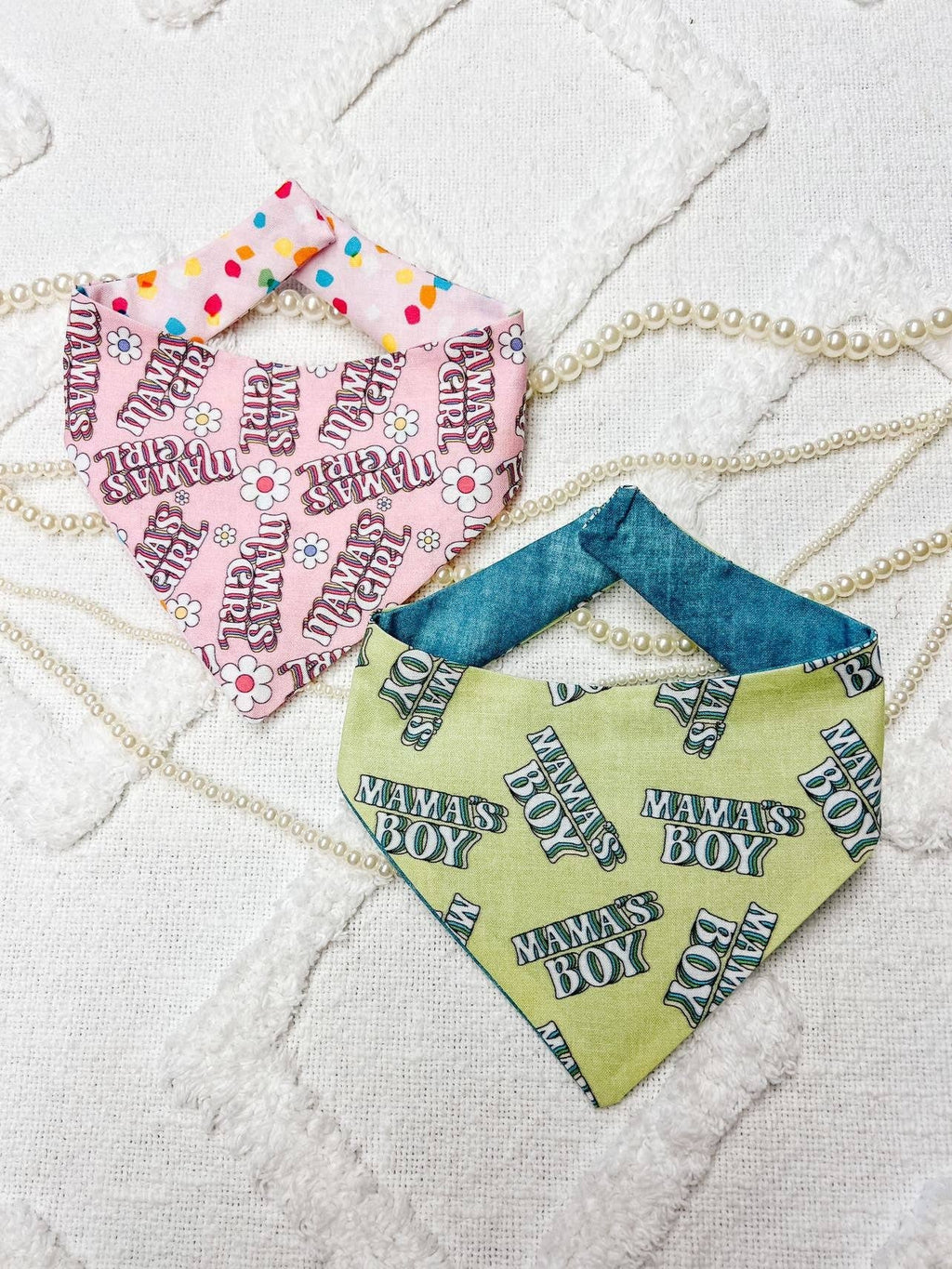 Mama's Boy Snap-On Reversible Dog Bandana, Curved Neck