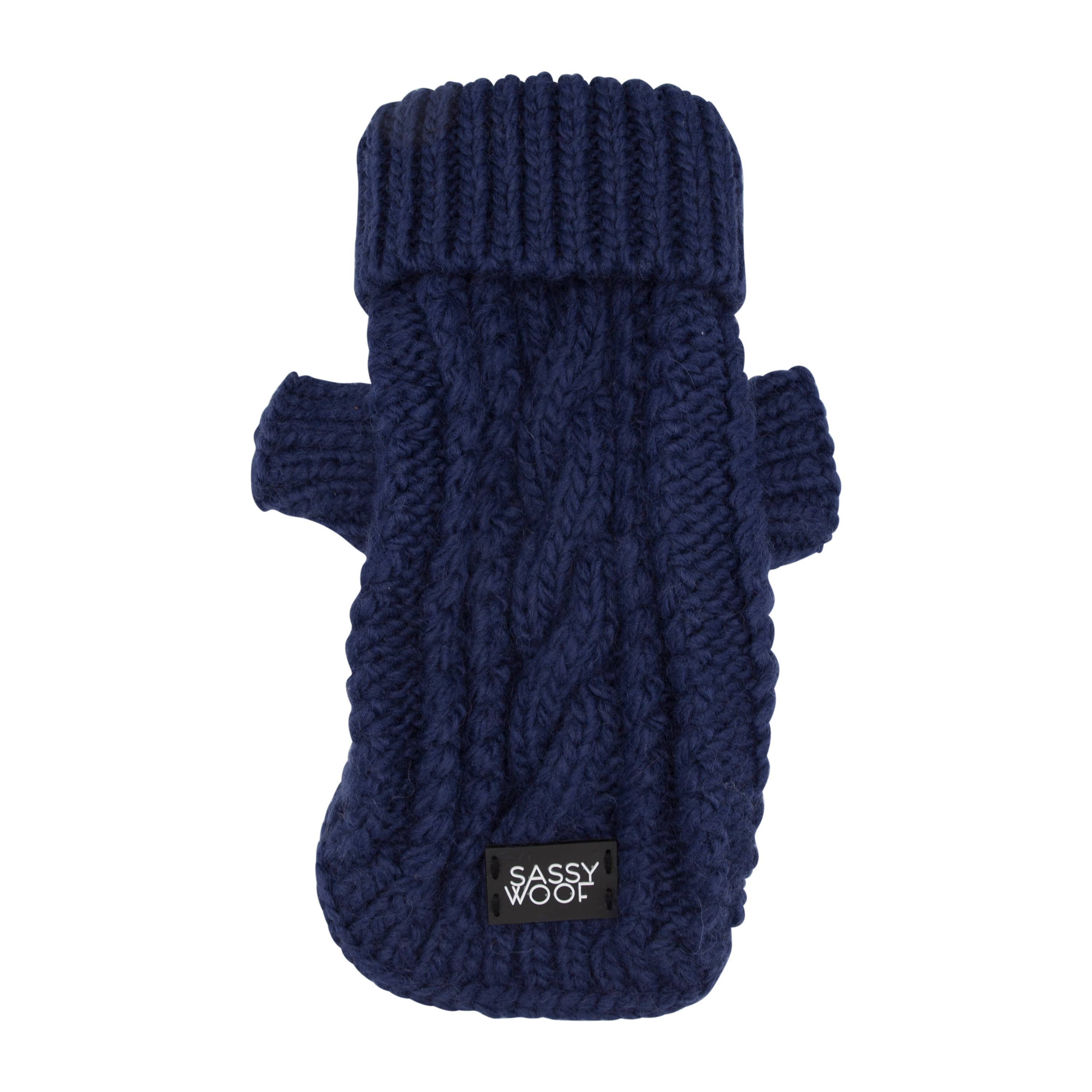 Dog Cable Knit Sweater - Navy