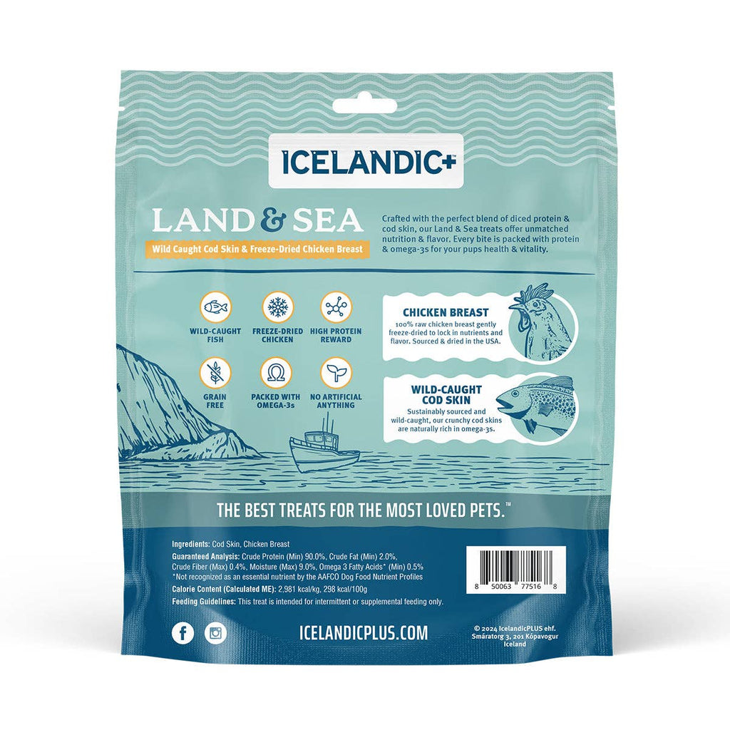 Icelandic+ Land & Sea Cod Skin Freeze-Dried Chickn Dog Treat