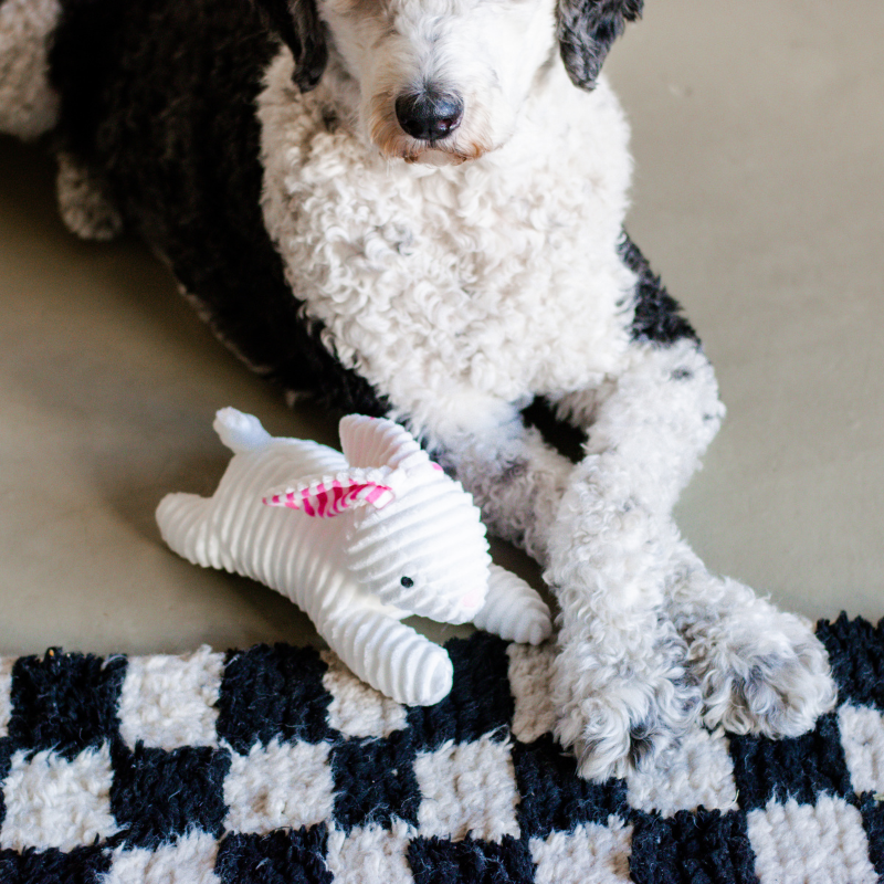 Midlee Stripe Ears White Easter Rabbit Dog Toy