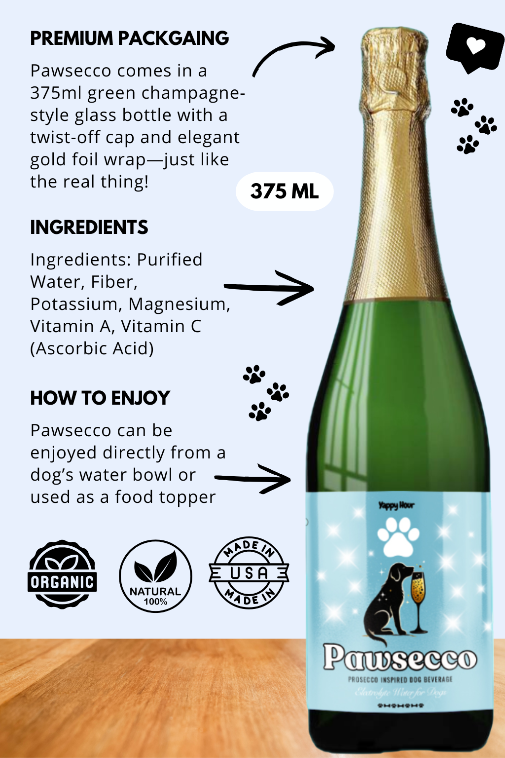 Pawsecco Dog Prosecco 375mL | 6ct | Electrolyte