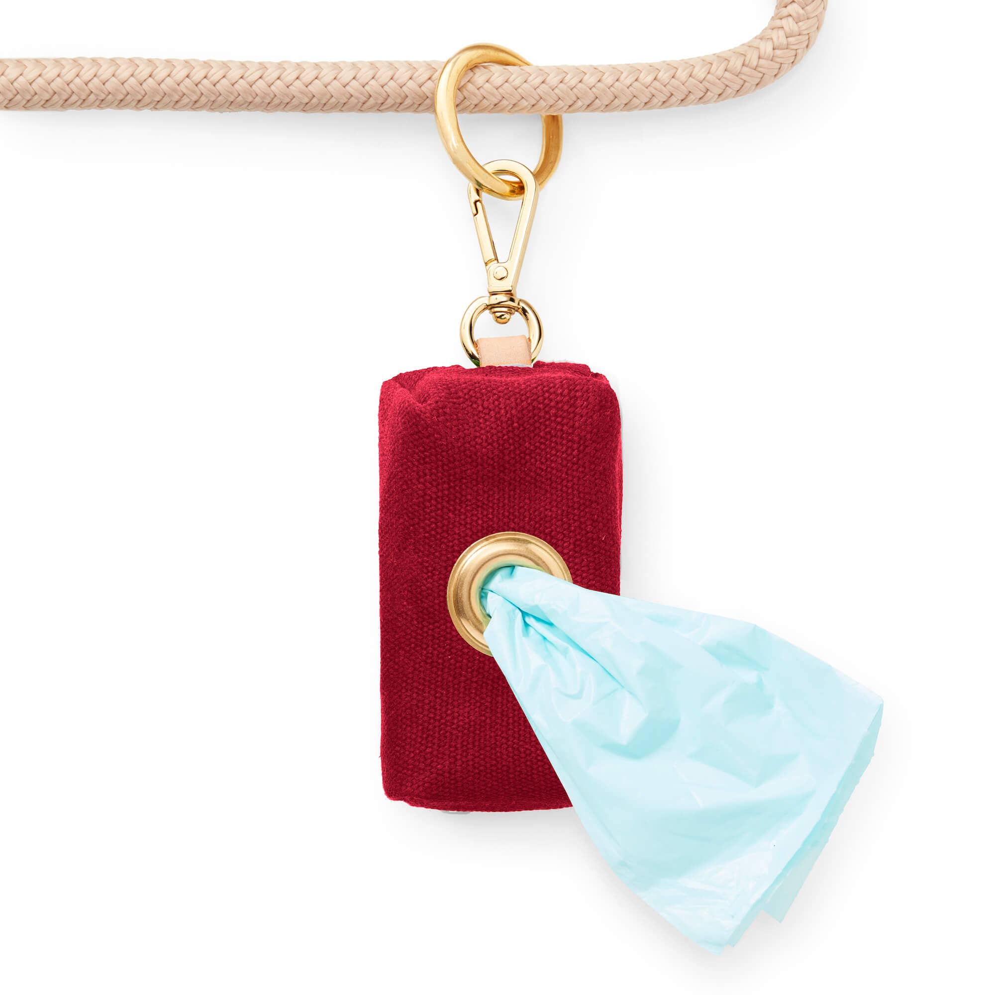 Wine Waxed Canvas Poop Bag Dispenser