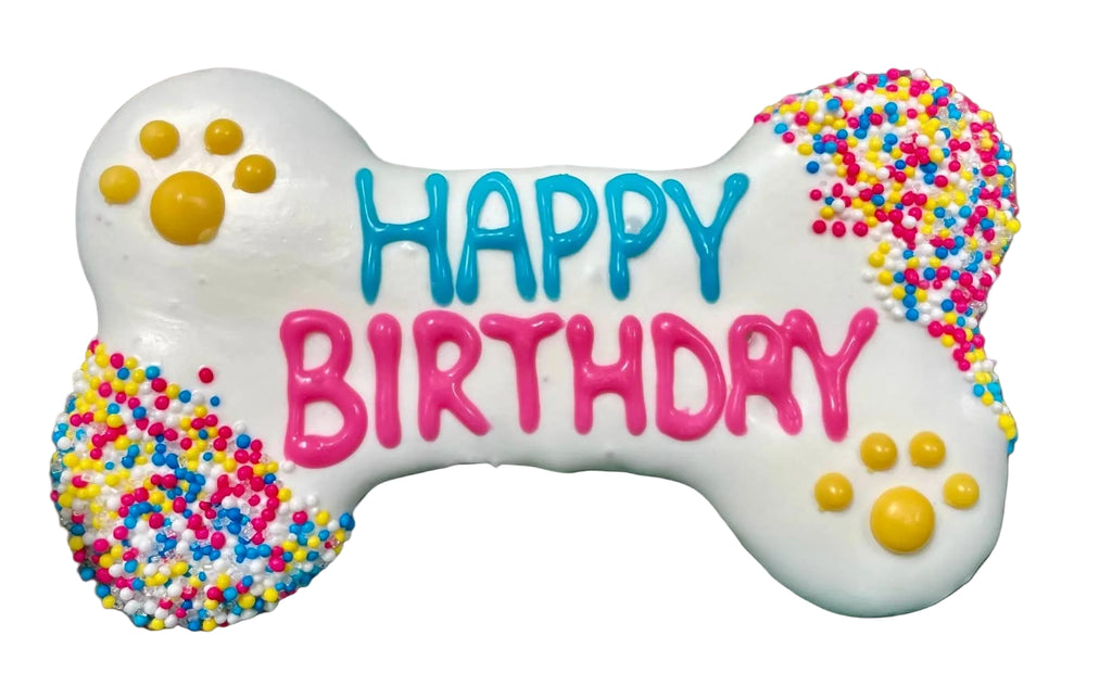 6 inch Yogurt Fiesta Happy Birthday Bone Dog Treats