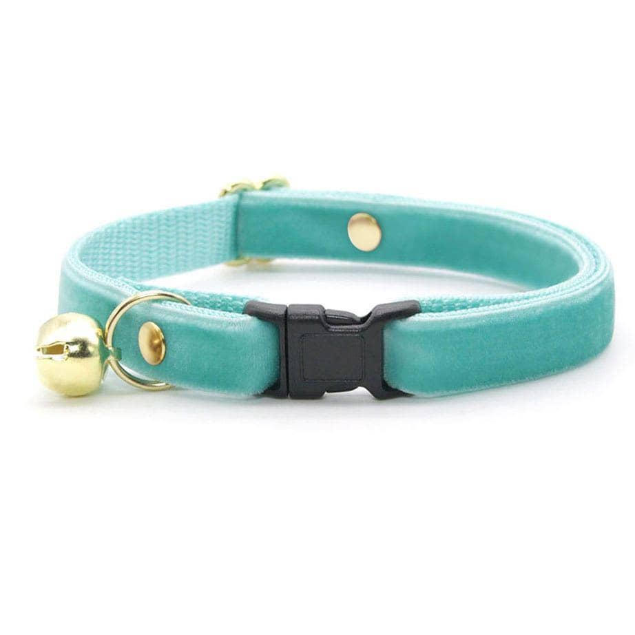 "Velvet - Seafoam" -  Cat Collar & Bunny Ear Bow Set