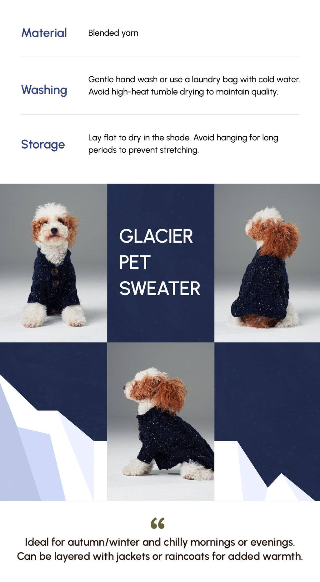 GLACIER PET SWEATER - NAVY