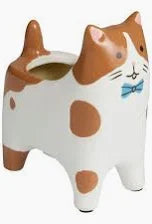 Brown and White Cat Vase