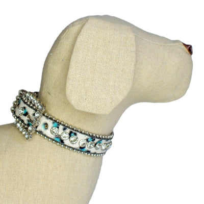 Jeweled Collar Turq Leopard