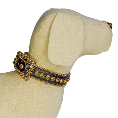 Jeweled Collar Black w/Gold Trim