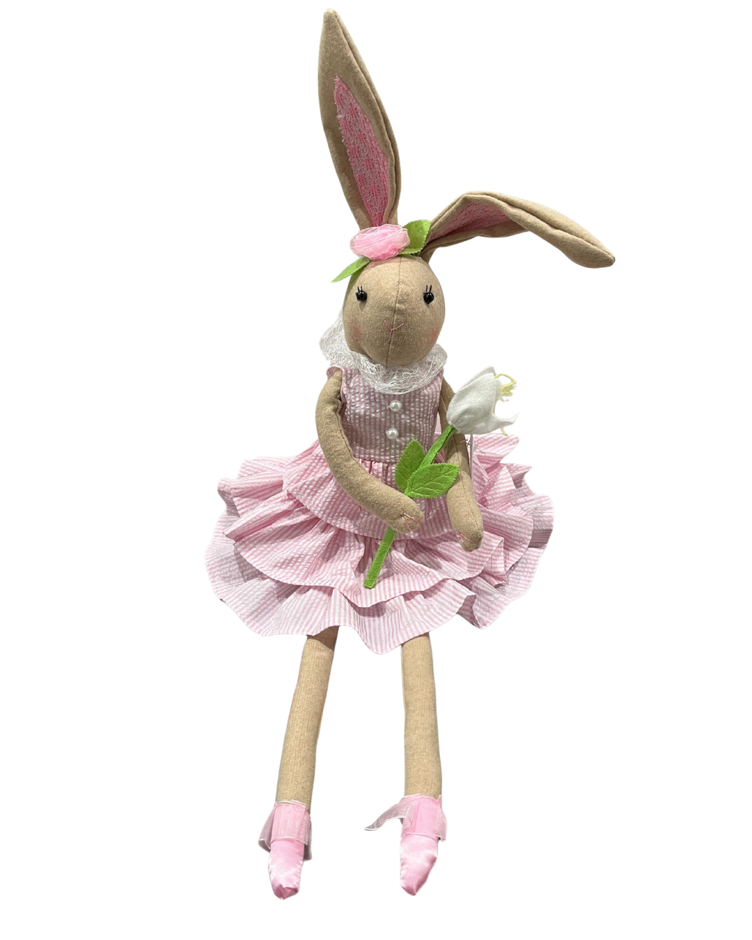 Easter Bunny with Pink Seersucker Dress
