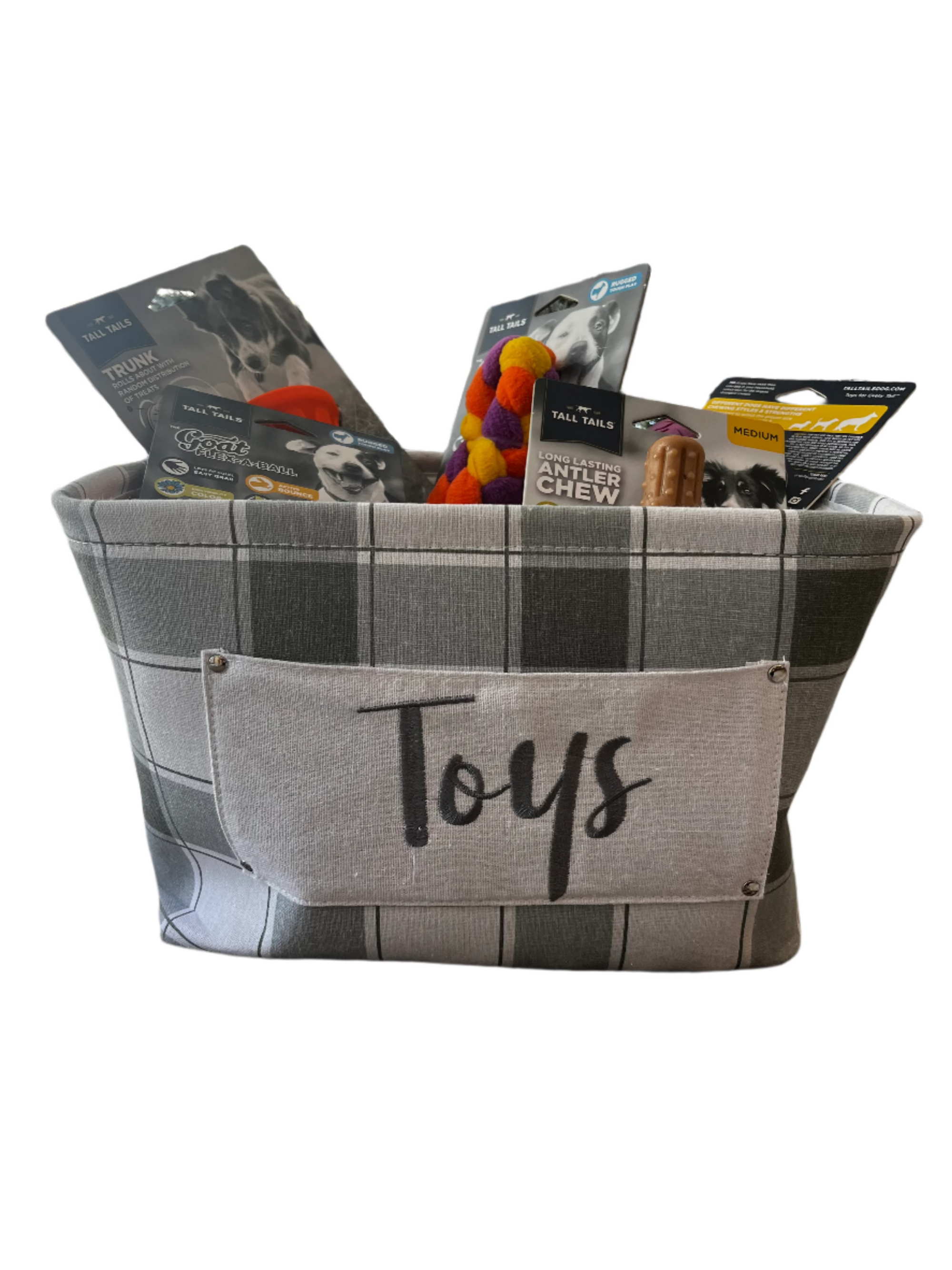 Gray and White Toy Basket