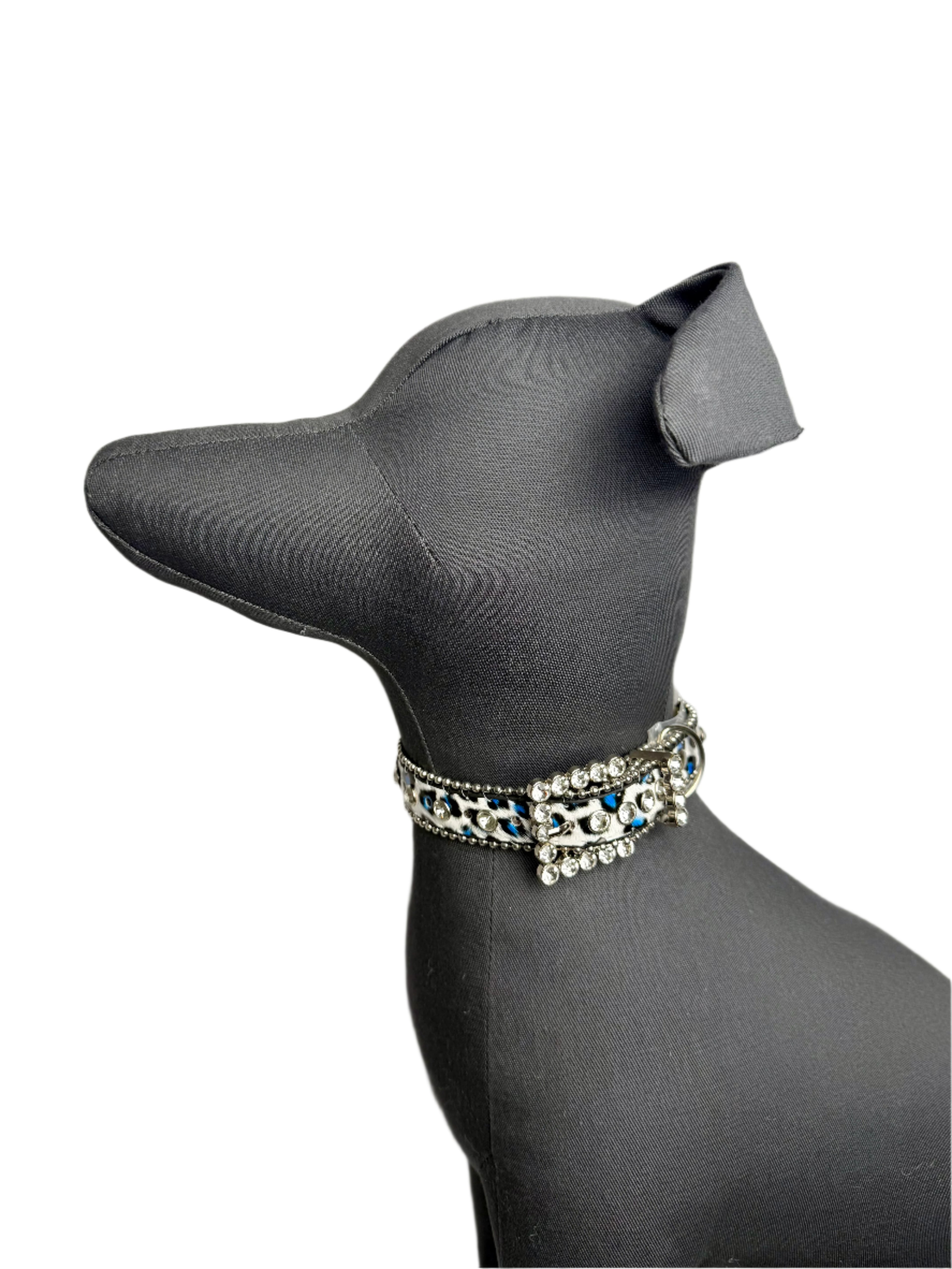 Jeweled Collar Turq Leopard