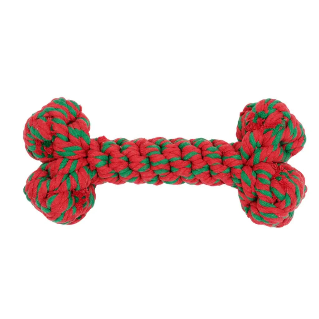 Holiday Bone Rope Dog Toy