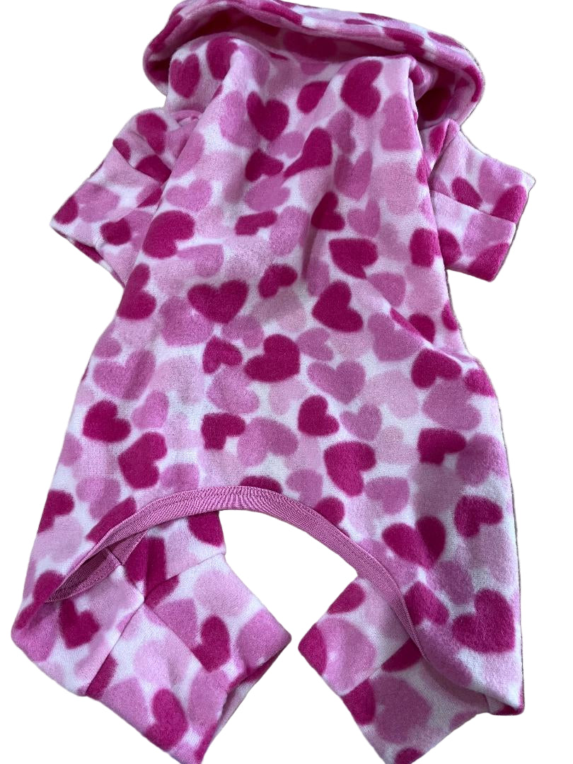 Pink Fleece pjs w hearts