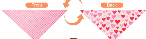 Reversible Heart and Gingham Bandana