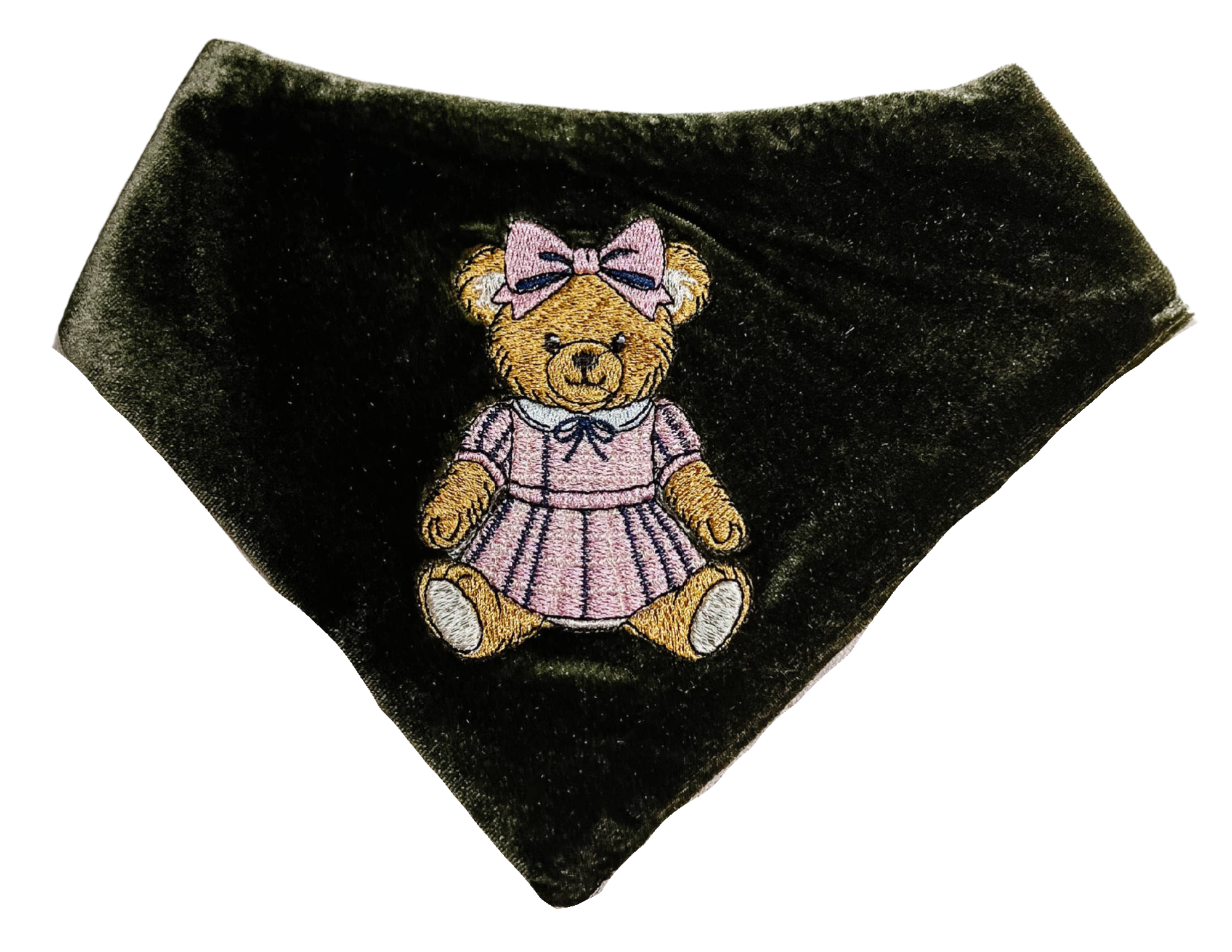 Embroidered Teddy Bear Snap-On Reversible Dog Bandana