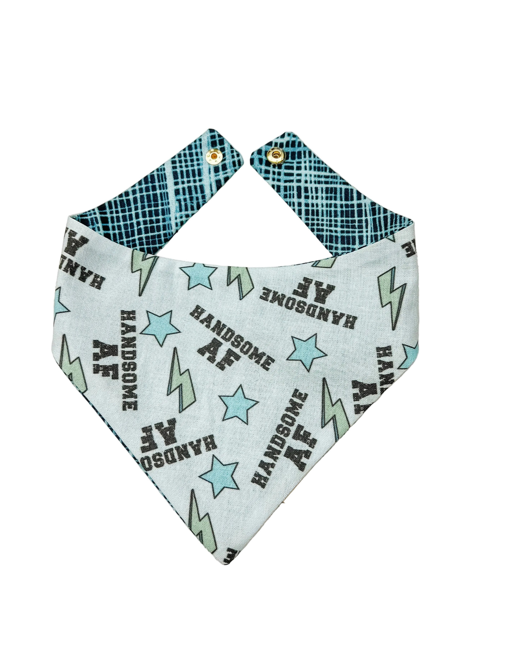 Handsome AF Snap-On Reversible Dog Bandana, Curved Neck