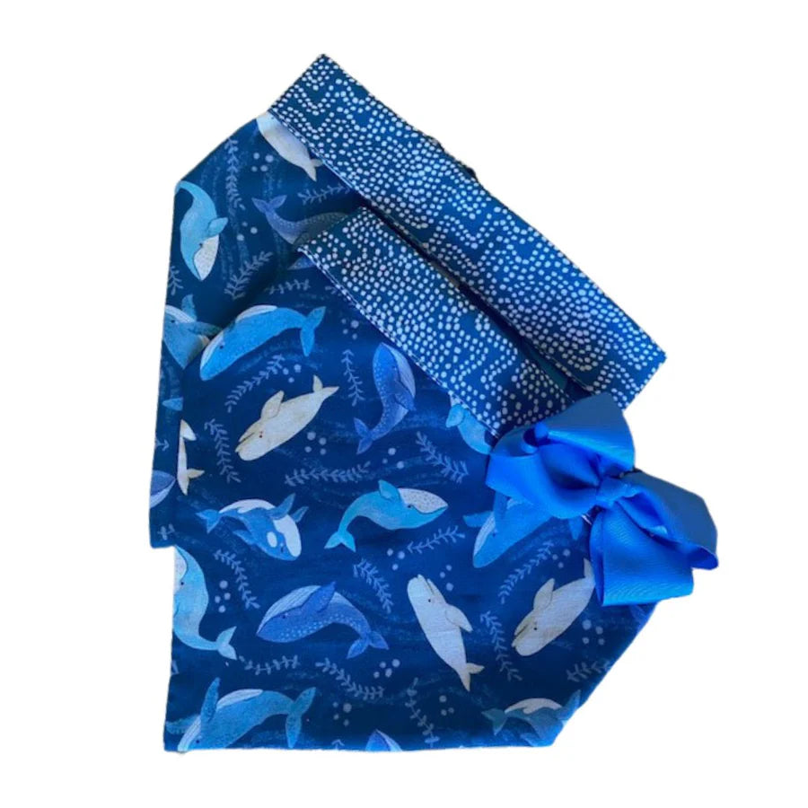 Whales on Blue Bandana
