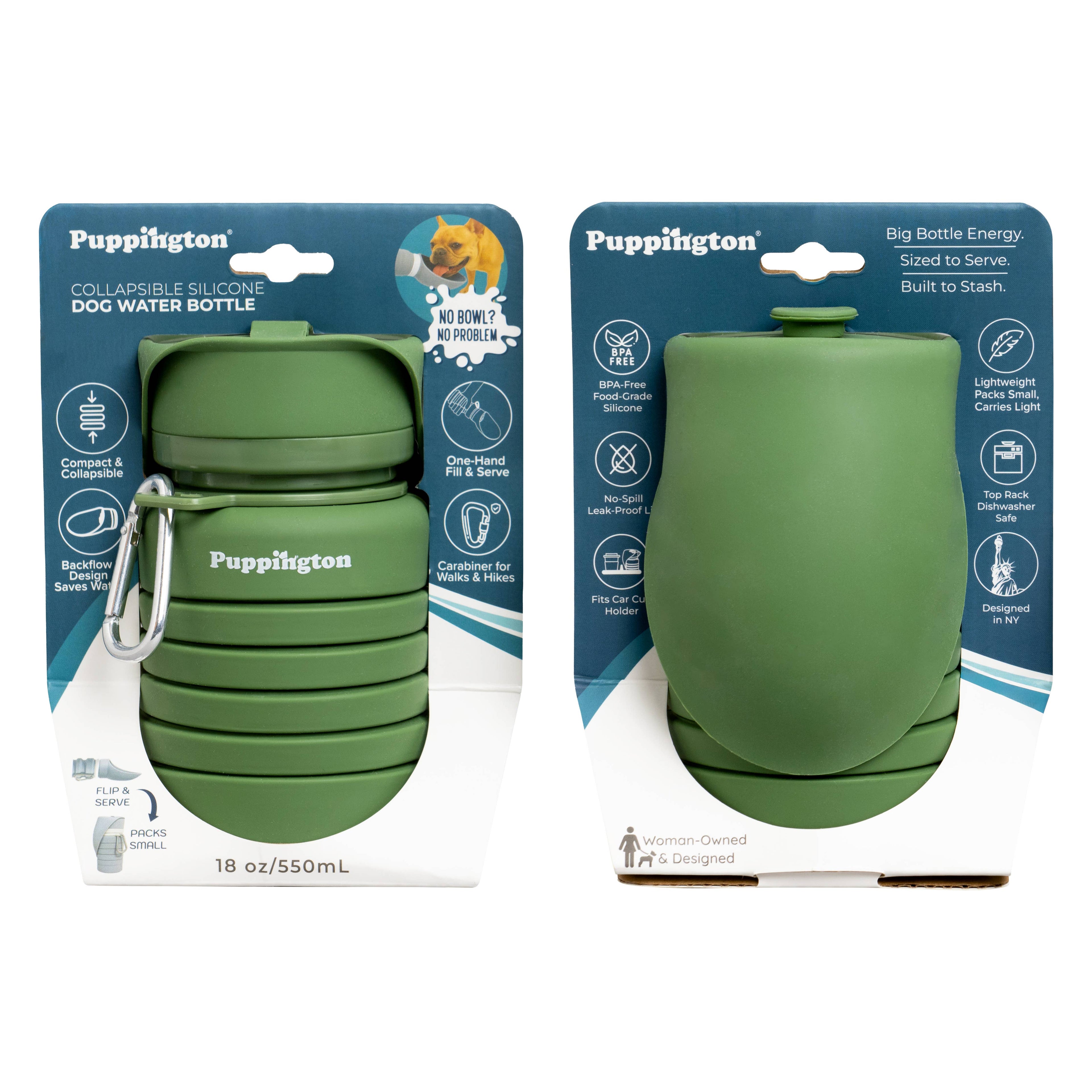 Puppington Collapsible Silicone Dog Water Bottle