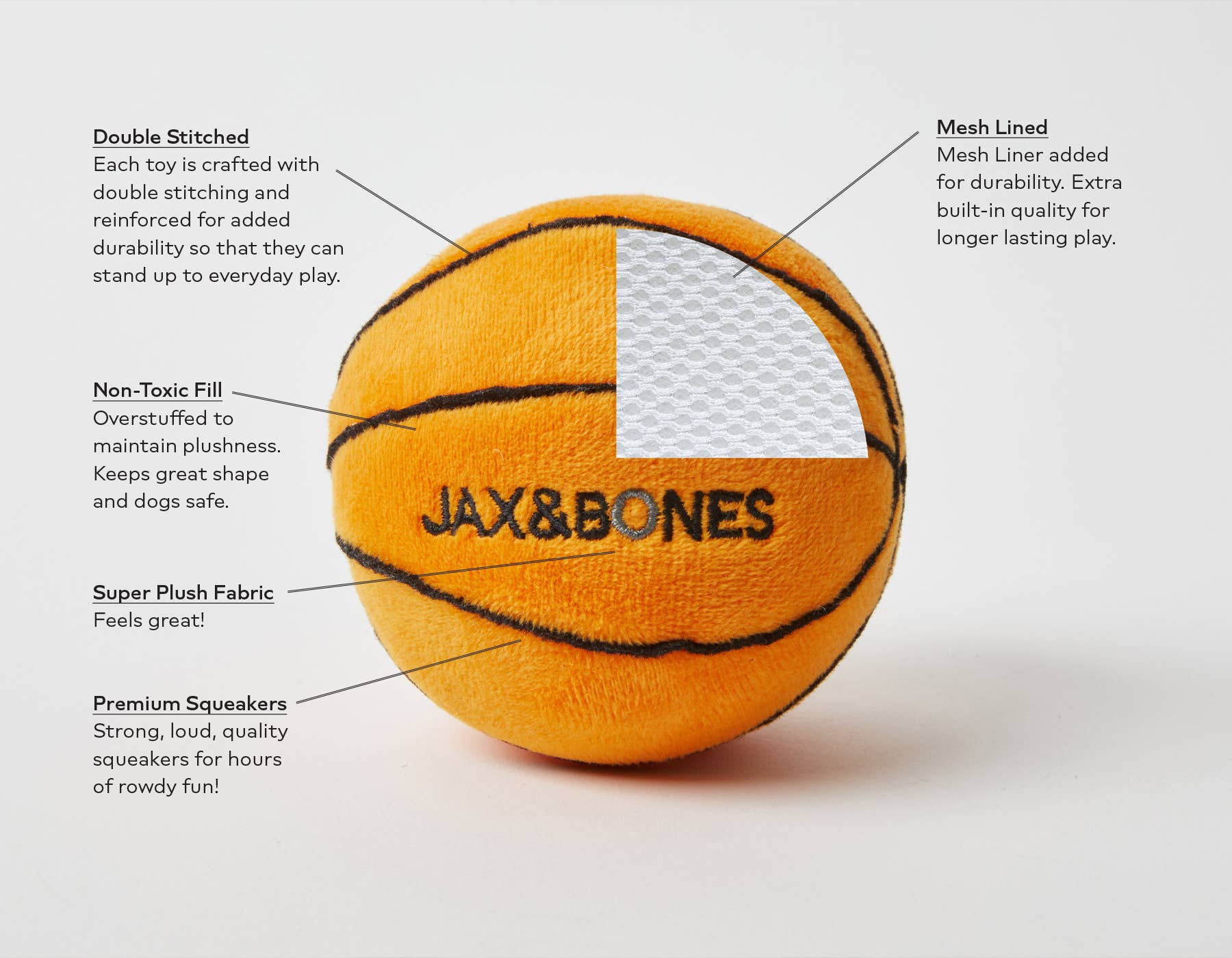 Basketball Plush Dog Toy w/Squeaker (One Size)