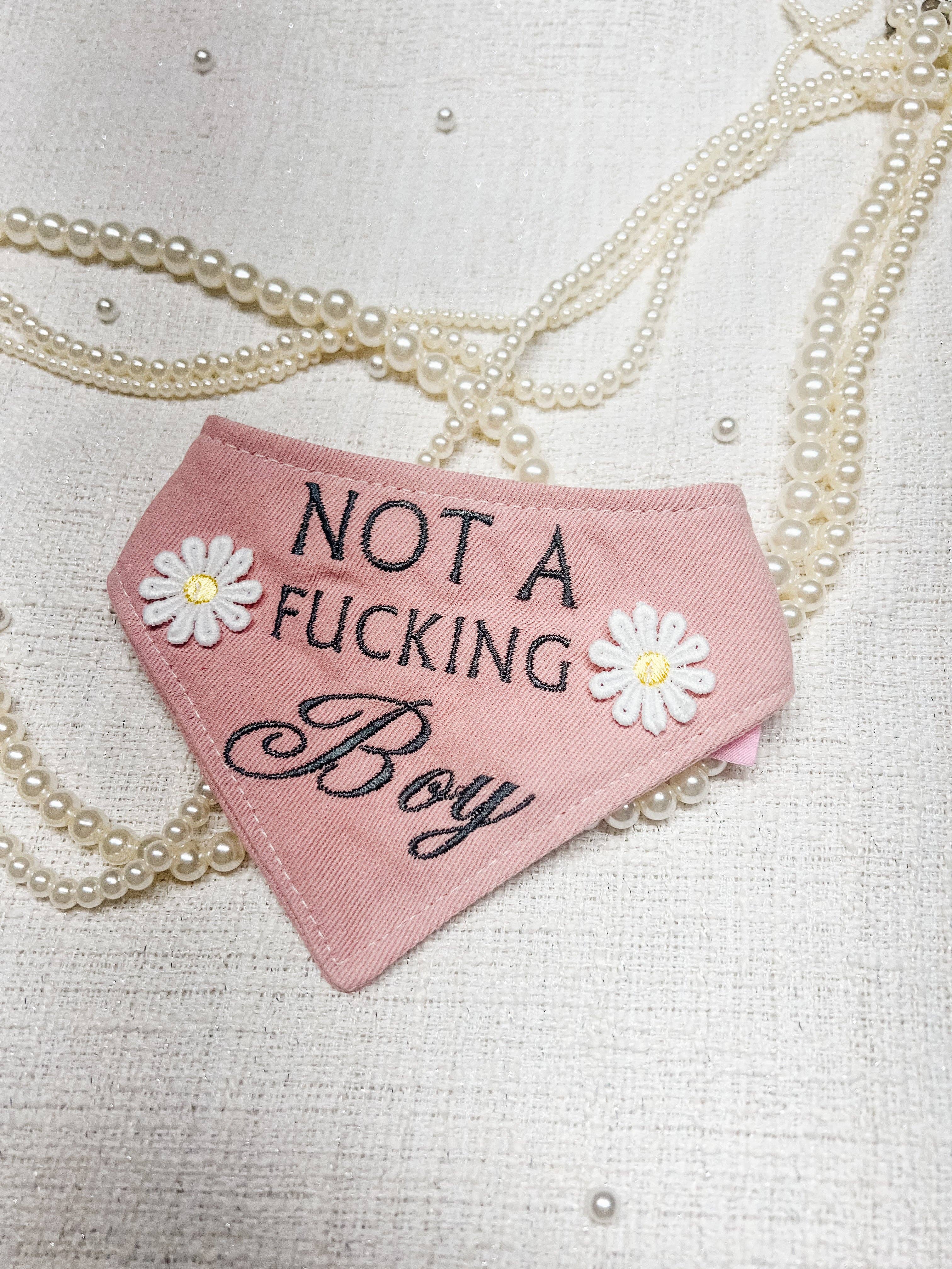 I’m Not A Boy Snap-On Reversible Dog Bandana, Curved Neck