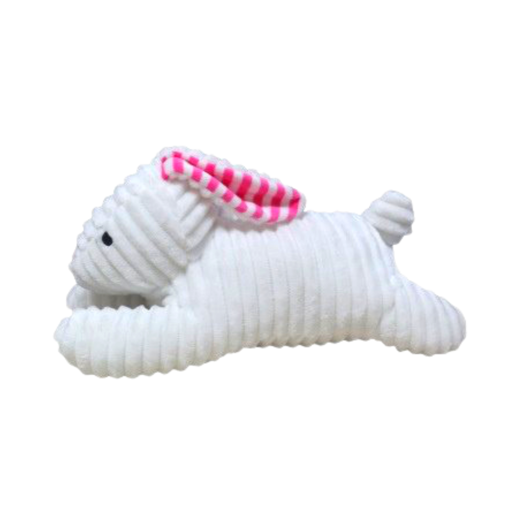 Midlee Stripe Ears White Easter Rabbit Dog Toy