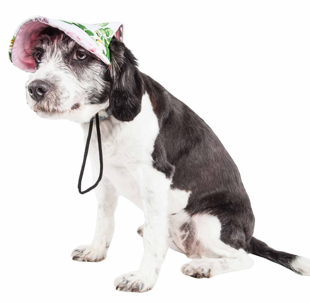 Pet Life ® 'Botanic Bark' Floral Uv Protectant Dog Hat Cap