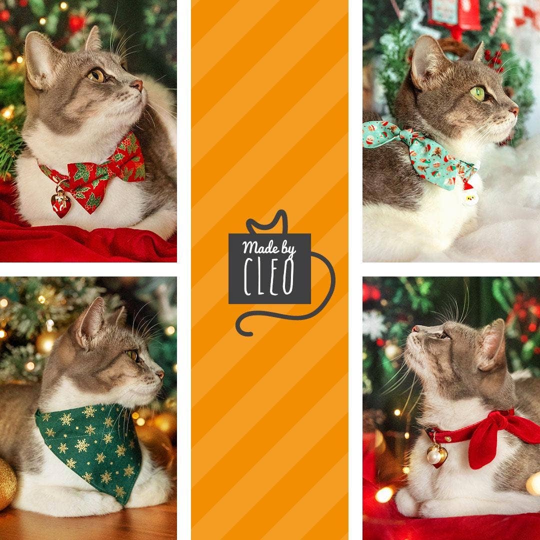 "Candy Christmas" - Holiday Bow Tie for Cats + Small Dogs