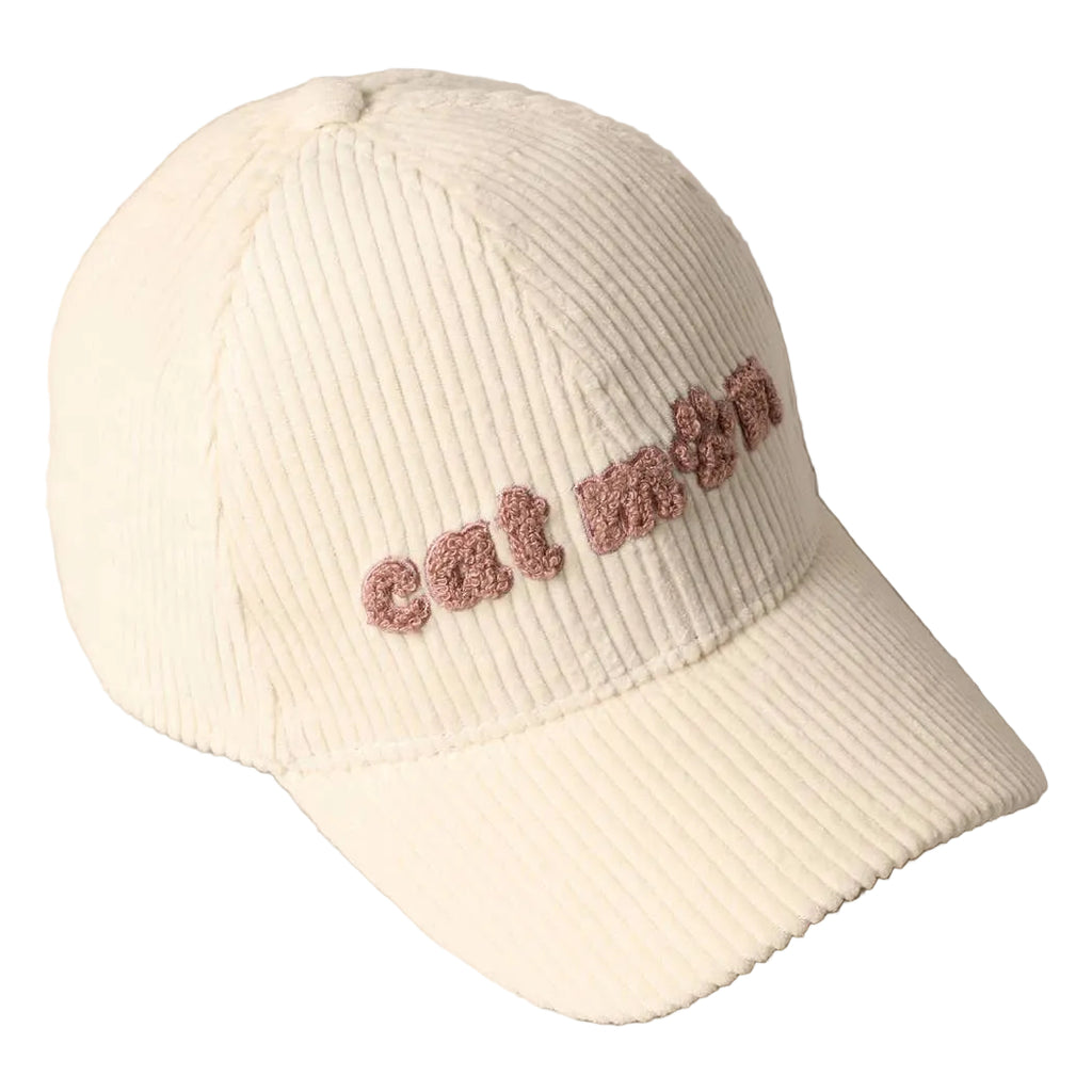 Cat Mom Chenille Patch Corduroy Baseball Cap