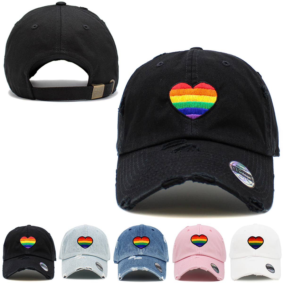 Pride Heart Vintage Dad Hat
