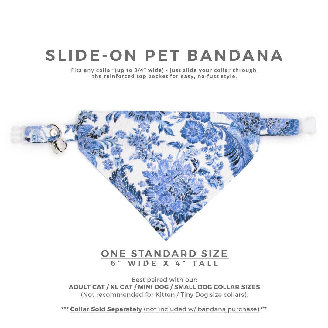 "Porcelain Paisley" - Blue Bandana for Cats + Small Dogs