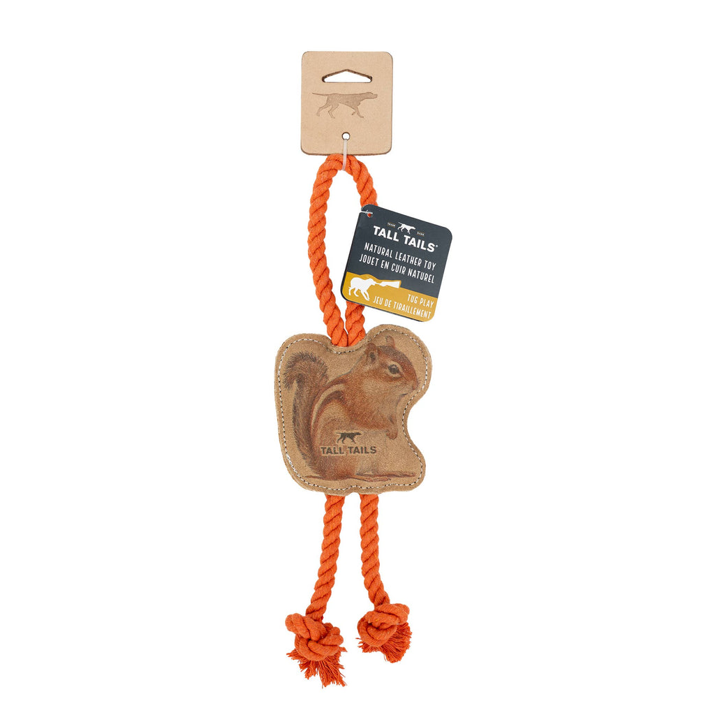 Natural Leather Chipmunk Tug Dog Toy