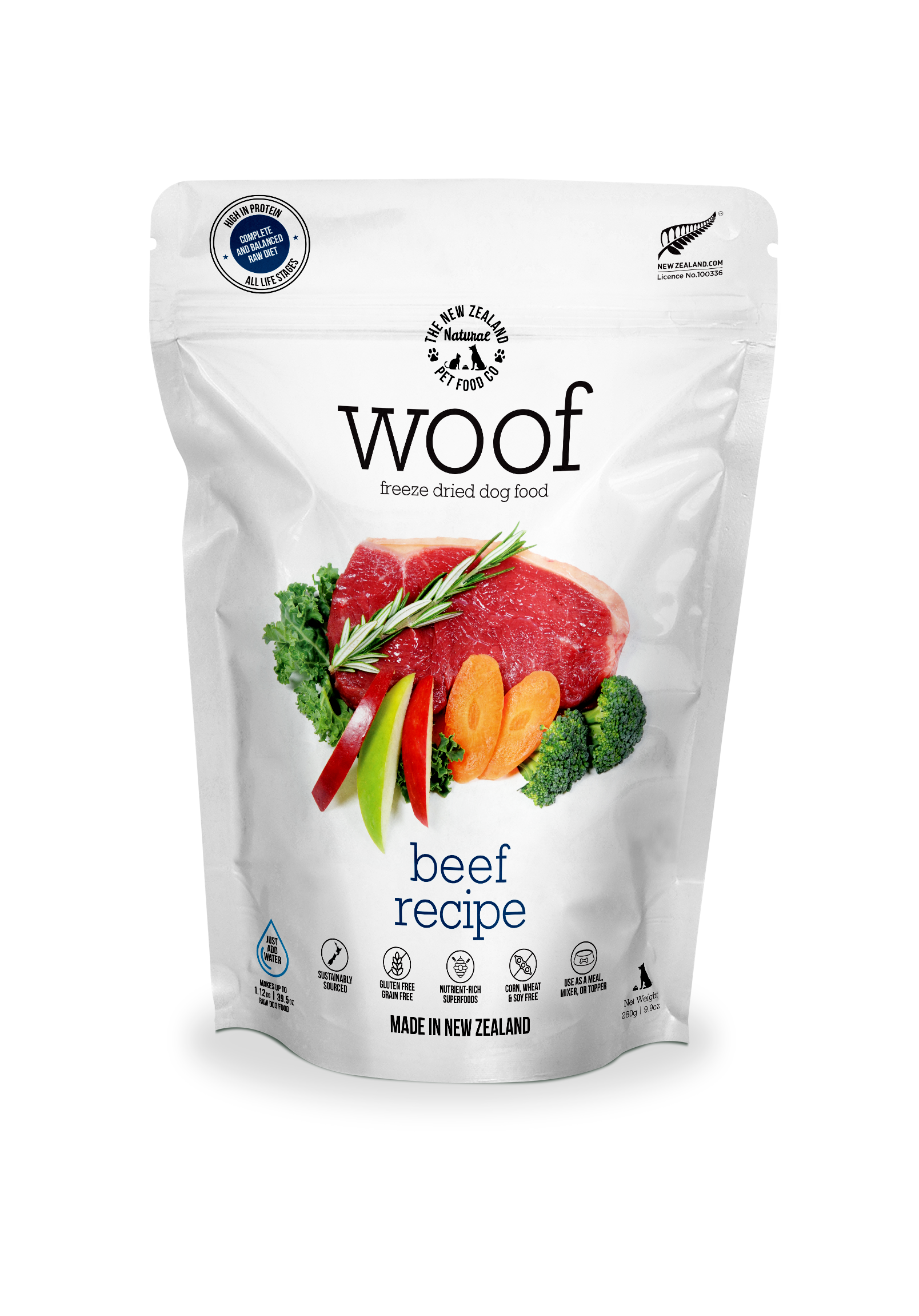 Woof Beef Freeze Dried Dog Food 1.76oz 9.9oz | 2.2lb