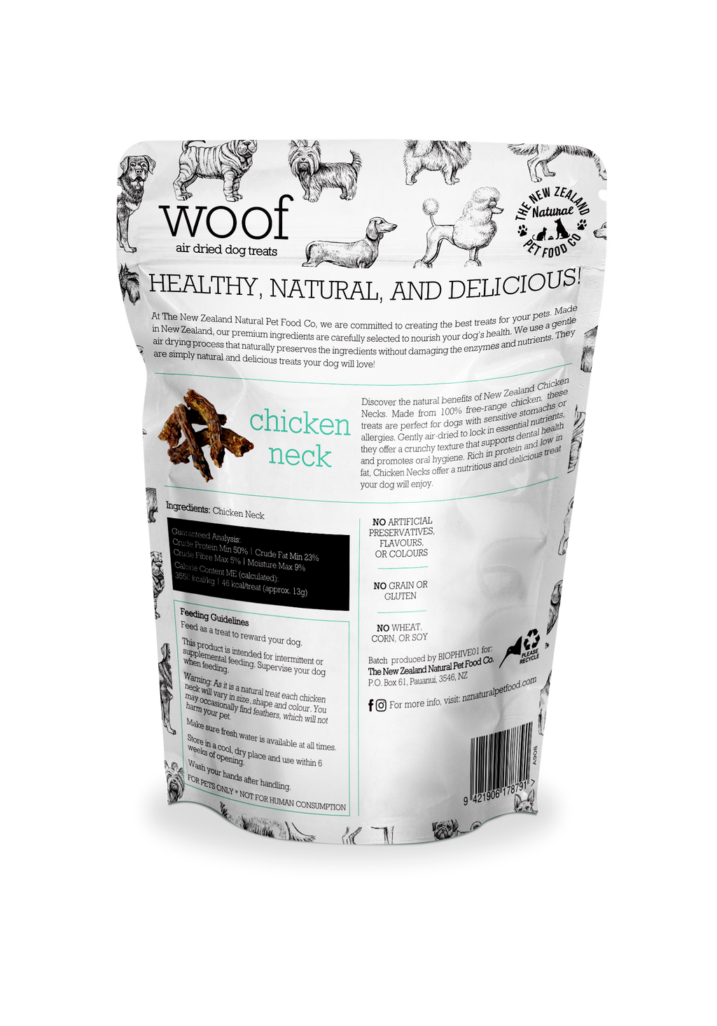 WOOF Chicken Neck Air Dried Treat 1.76oz