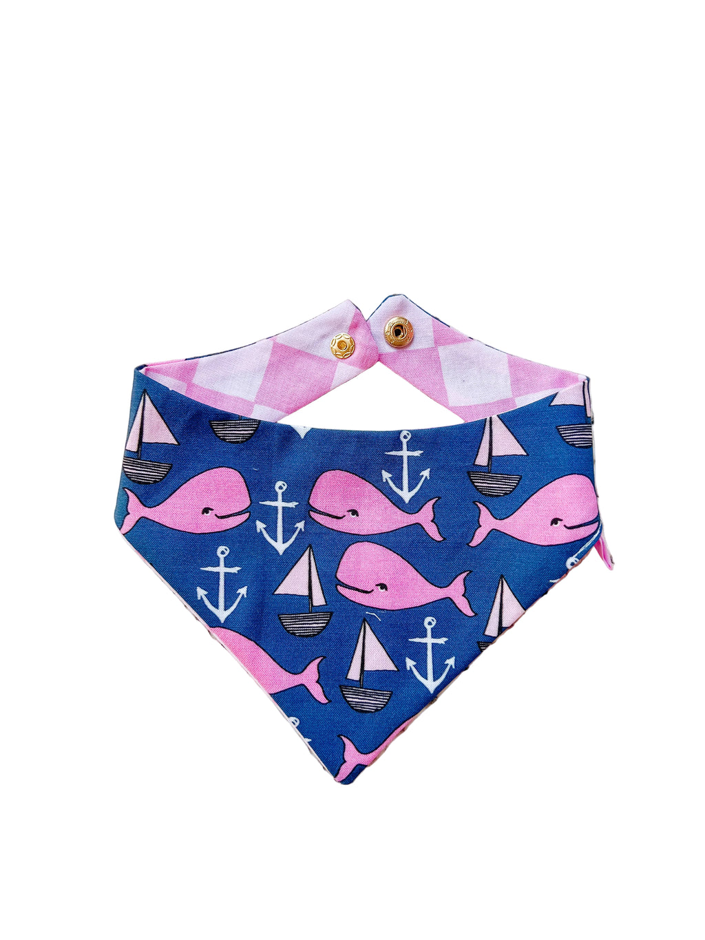 Summer Whale Snap-On Dog Reversible Bandana, Cotton