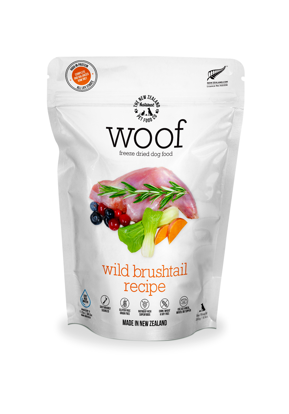 Woof Wild Brushtail Freeze Dried Food 1.76oz | 9.9oz | 35oz
