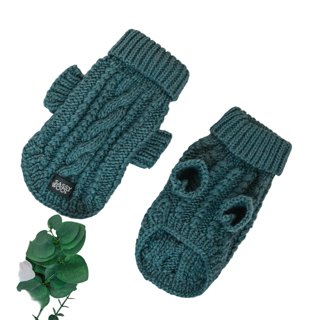 Dog Cable Knit Sweater - Teal