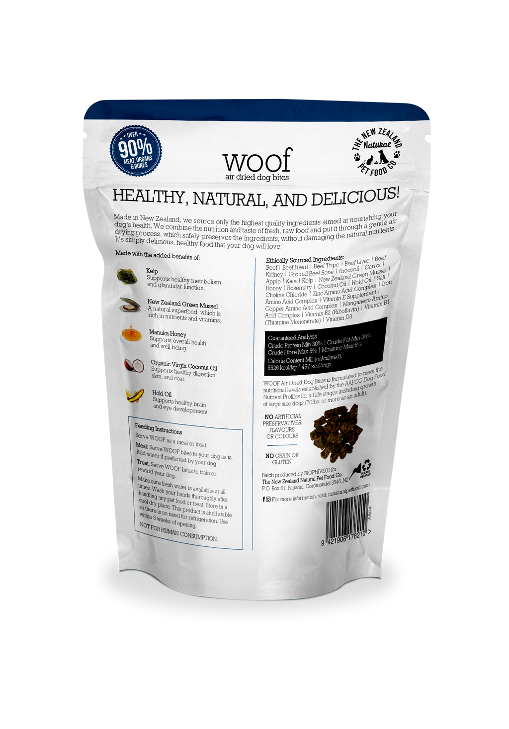Woof Beef Air Dried Dog Food 3.5oz | 26.5oz