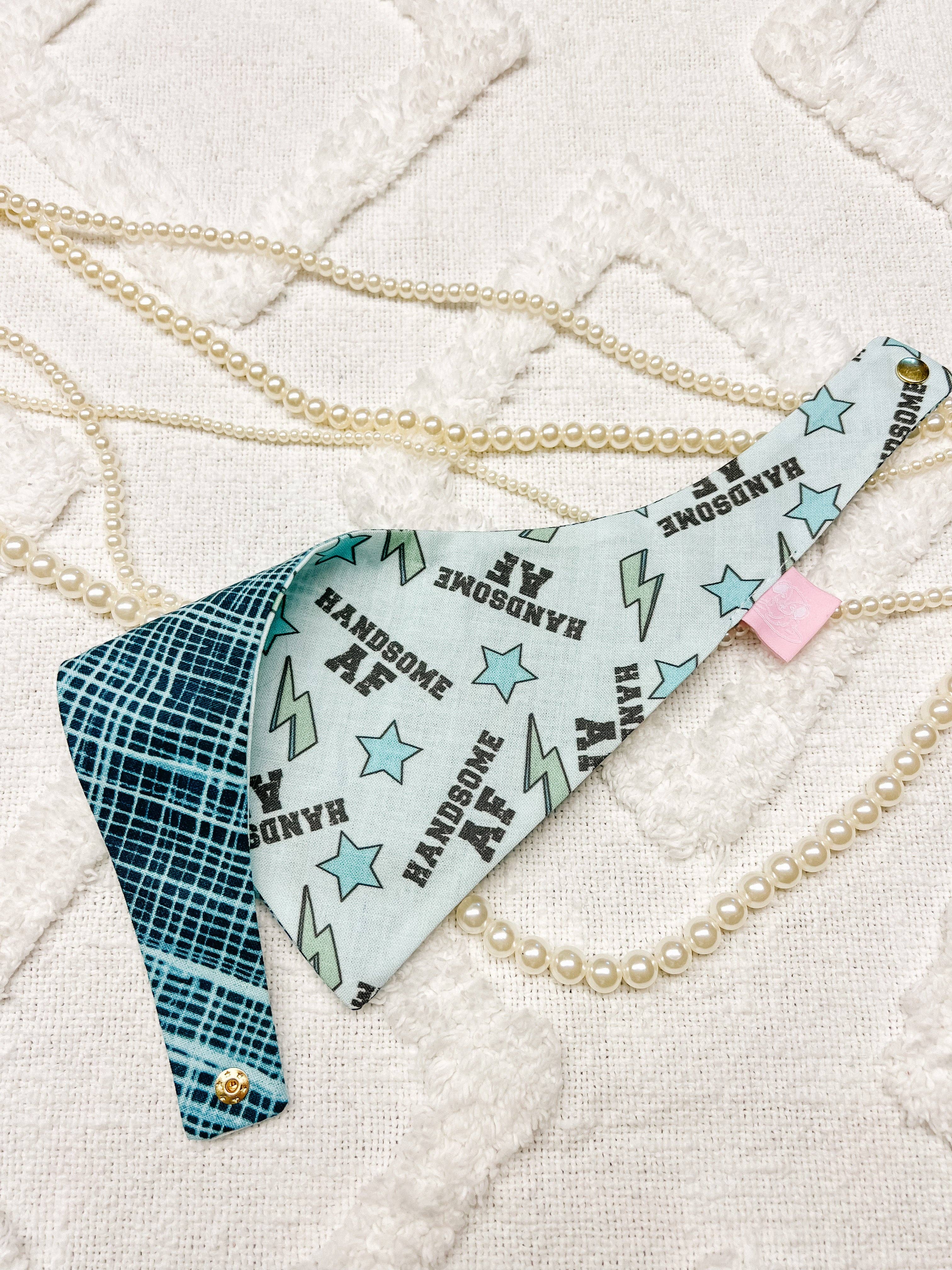 Handsome AF Snap-On Reversible Dog Bandana, Curved Neck