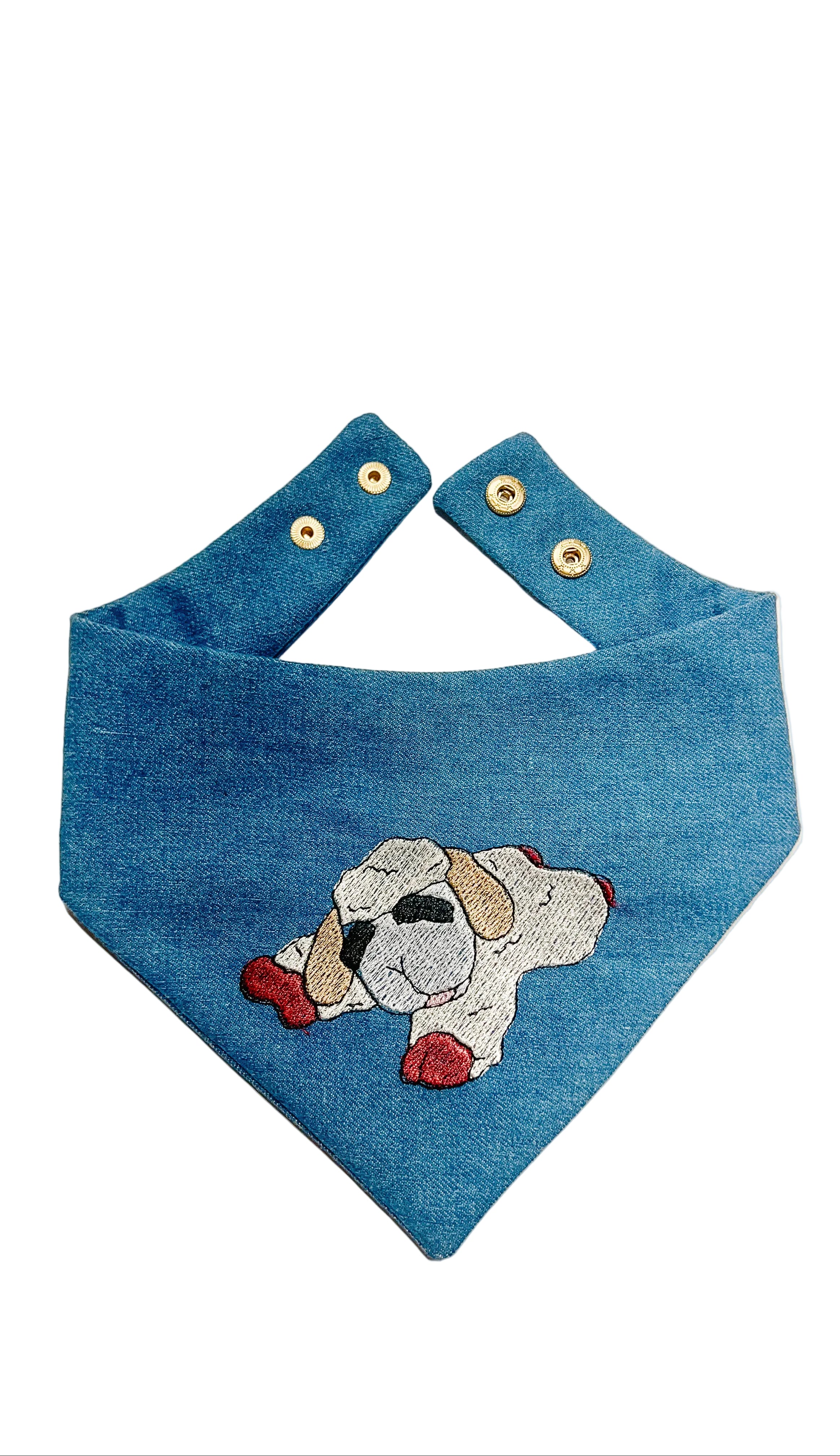 Embroidered Lamb Snap-On Reversible Dog Bandana, Curved Neck