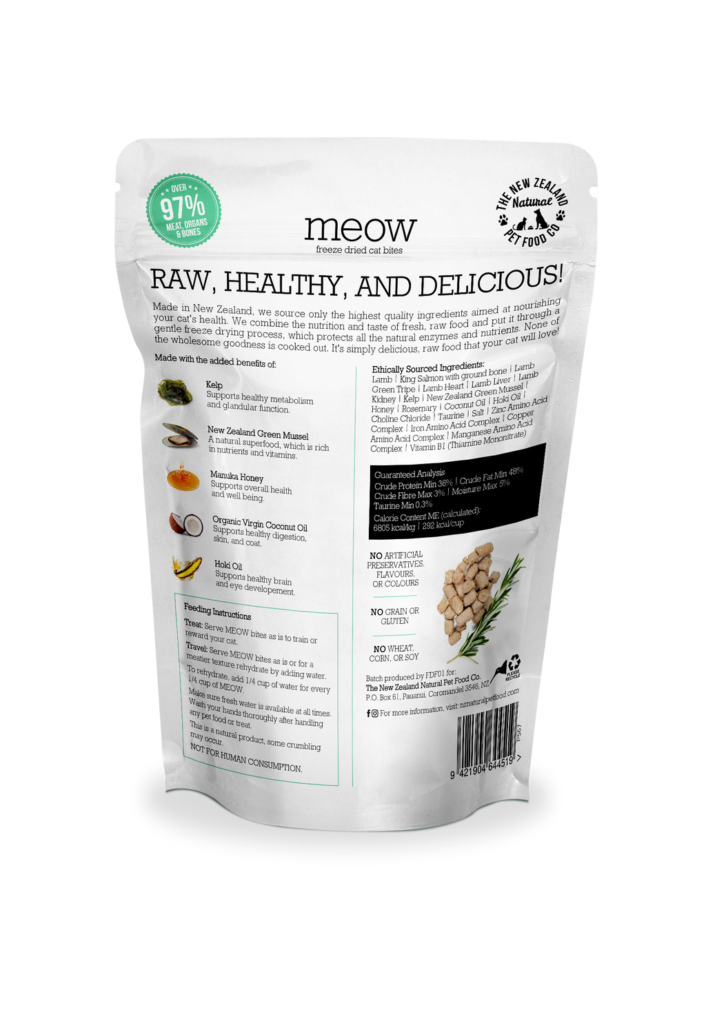 Meow Lamb & King Salmon Freeze Dried Cat Food 1.76oz | 9.9oz
