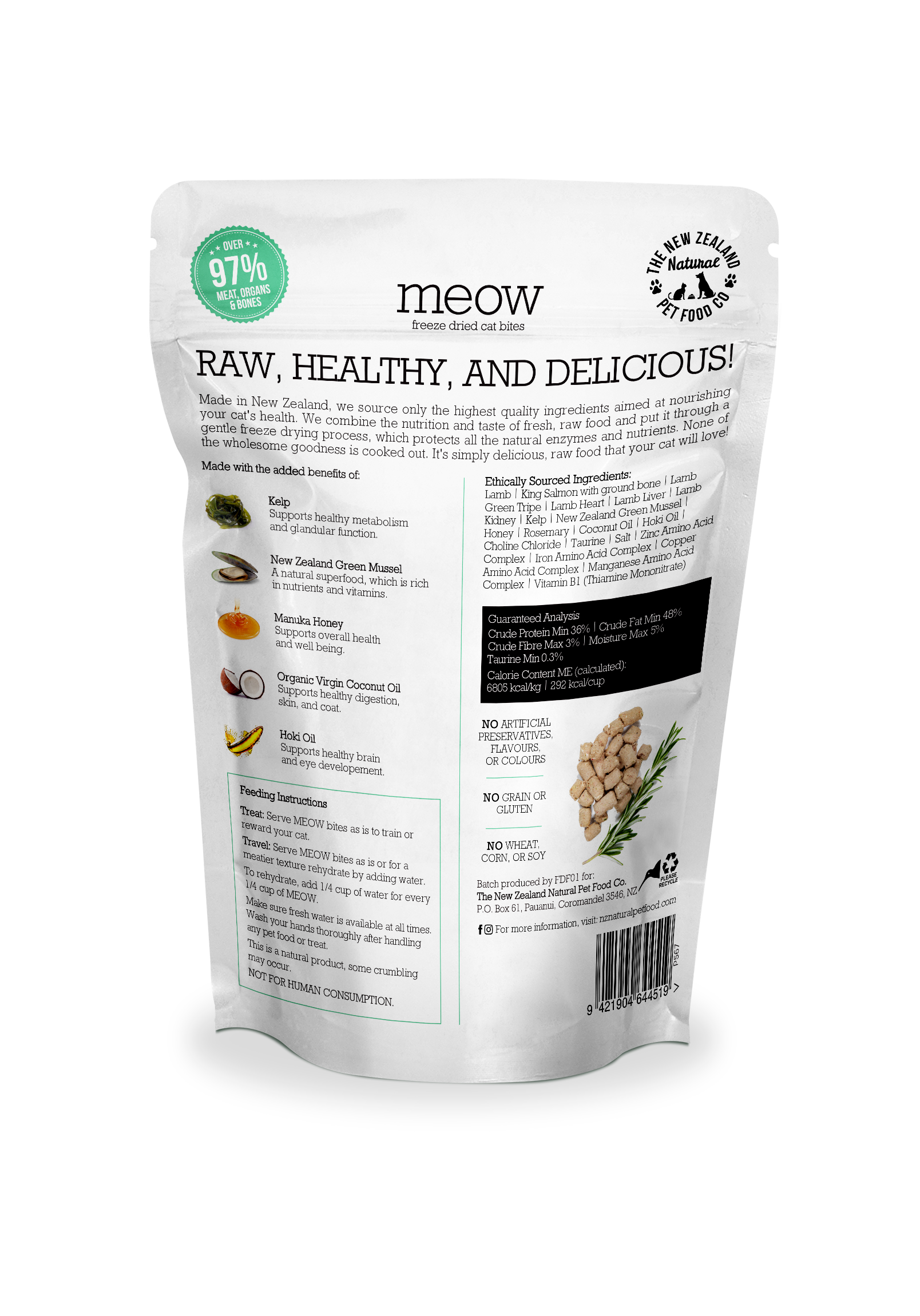 Meow Lamb & King Salmon Freeze Dried Cat Food 1.76oz | 9.9oz